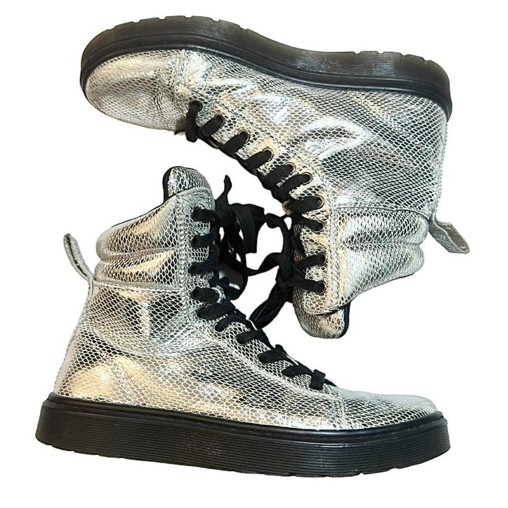 Silver snakeskin Doc Martens boots size 9